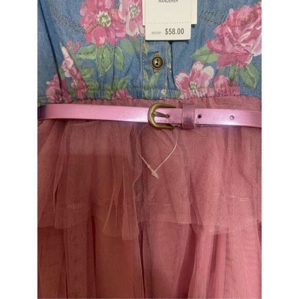 New with tags toddler girl frill pink floral dress size 5 - Picture 4 of 7